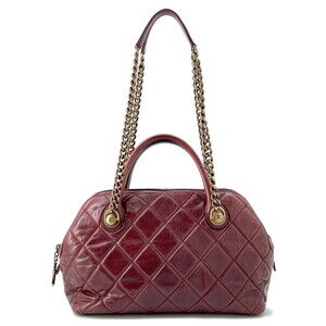 Chanel Matelasse Coco Mark Leather Bowling Bag Shoulder